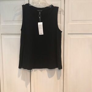 Eileen Fisher NWT Black Tencel, V-Neck, sleeveless top. -XS